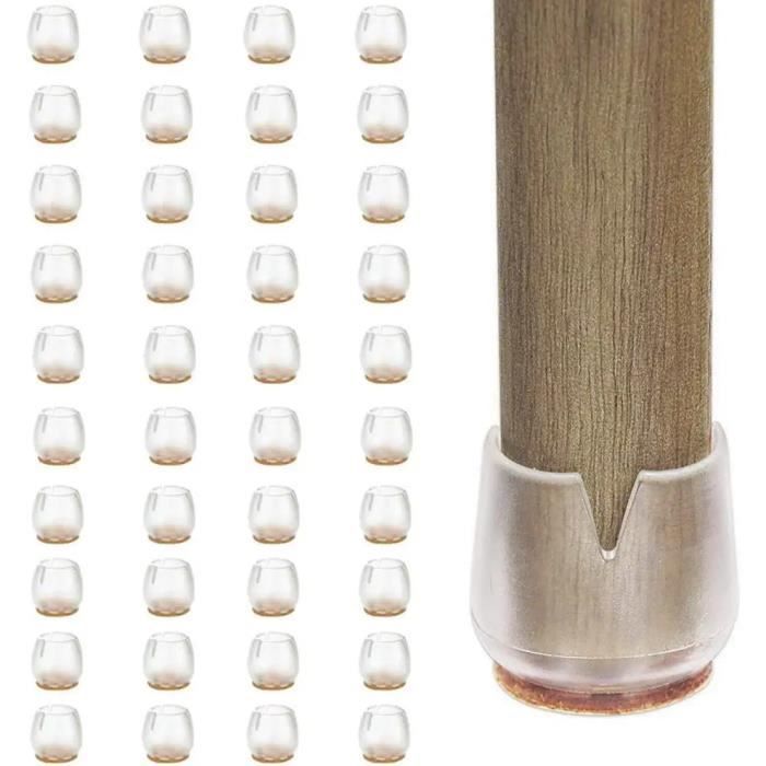 40pcs Silicone chaise casquettes pieds Anti-Scratches Feet Pads Appropriées aux meuble jambes rondes 12-16mm Antidérapant feutre
