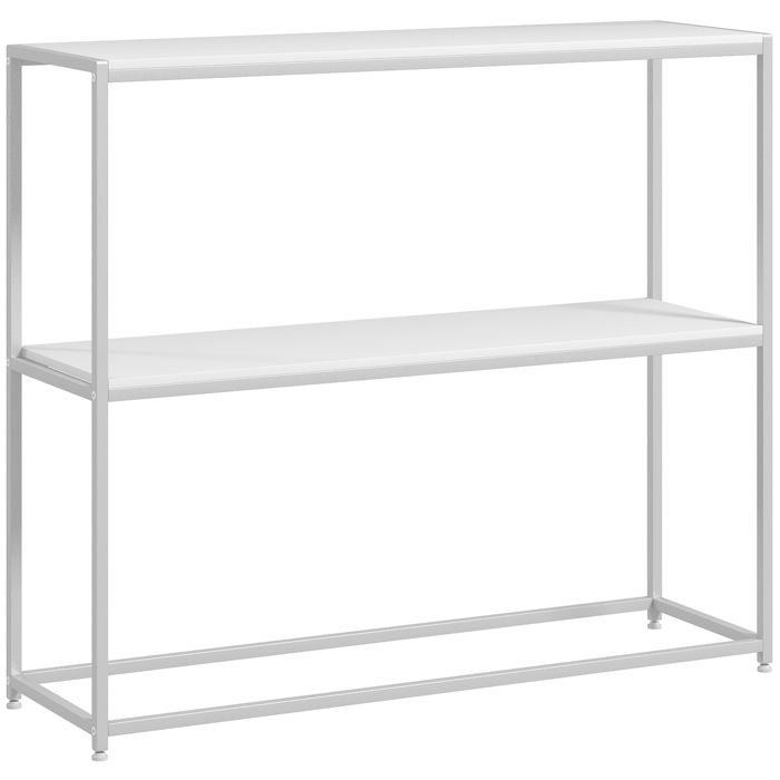 Table console - HOMCOM - cadre en acier - 2 étagères - design moderne - pour salon entrée couloir - 100 x 30 x 87 cm - blanc Table console - HOMCOM - cadre en acier - 2 étagères - design moderne - pour salon entrée couloir - 100 x 30 x 87 cm - blanc