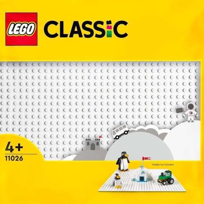 SHOT CASE - LEGO 11026 Classic La Plaque De Construction Blanche 32x32, Socle de Base pour Construction, Assemblage et Exposition