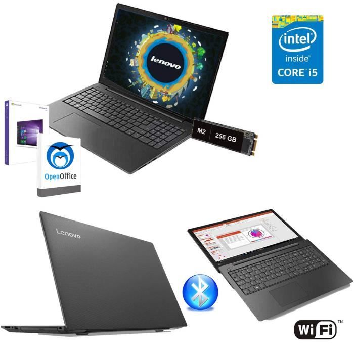 Top achat PC Portable Ordinateur portable Lenovo écran Full HD 156" Intel i5-7200U RAM 4 Go Ddr4 SD 256 Go HDMI pas cher