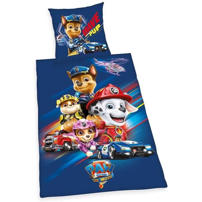 Parure De Lit Enfant Pat' Patrouille - Housse 135x200 Cm + Taie 80x80 Cm - 100% Coton - Chase, Everest