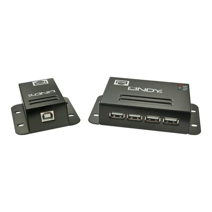 Lindy Kit extender USB 2.0 Cat.5 50m - Power over RJ45 - 4 ports