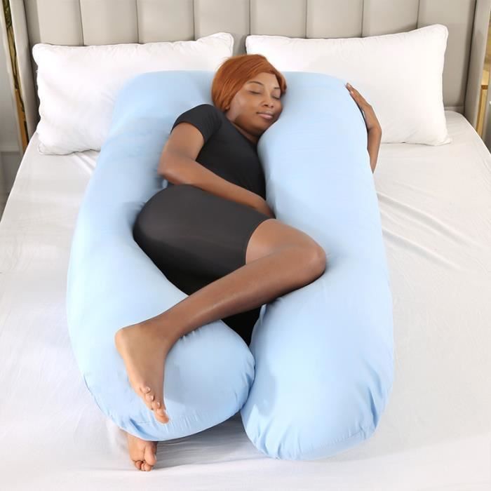 Taie D'oreiller De Grossesse En Forme De U – Housse Amovible En Coton Pour Coussin D'allaitement – Lavable En Machine, 140 X 80 Cm - 1