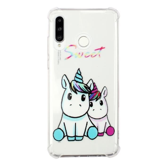 Coque Huawei P30 Lite Nova 4e Couple Licorne Coussin D Air Souple