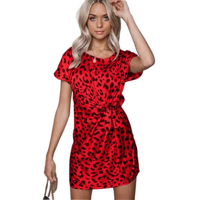 robe droite rouge manche courte