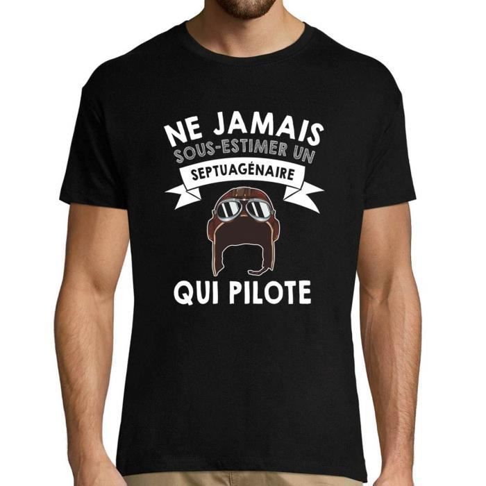 T-shirt ne jamais sous-estimer un Septuagénaire Noir Manches