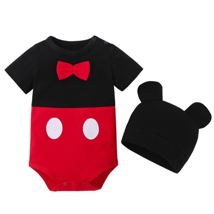 Bebe Disney Minnie Mickey Garcons Filles Body Cartoon Barboteuses Chapeau Tenues Ensemblenoir Noir Cdiscount Pret A Porter