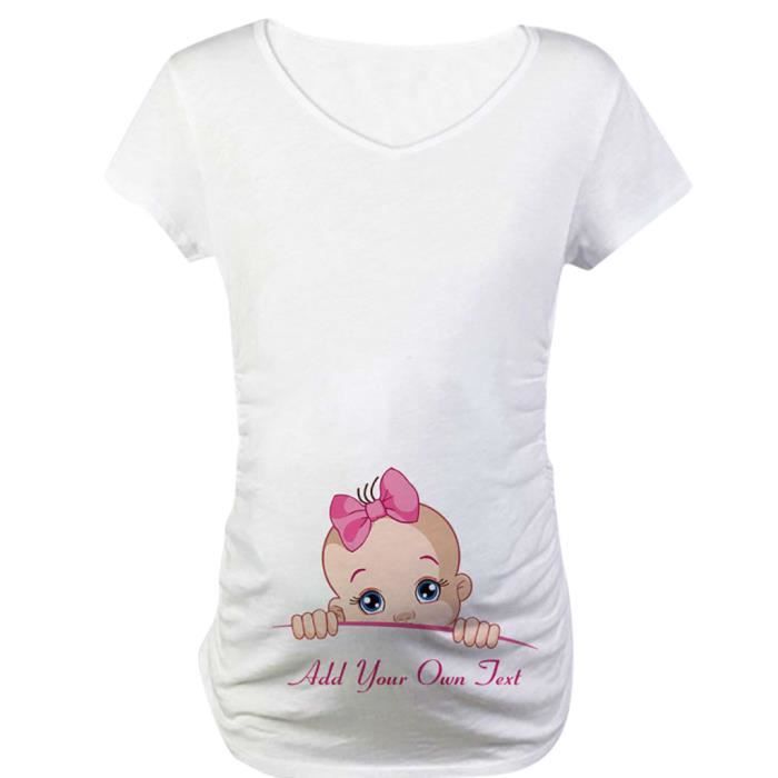 T-shirt Manches Courtes Maternité Imprimé Squelette - Haut Décontracté Femme Enceinte, En Coton Doux, Modèle 613003