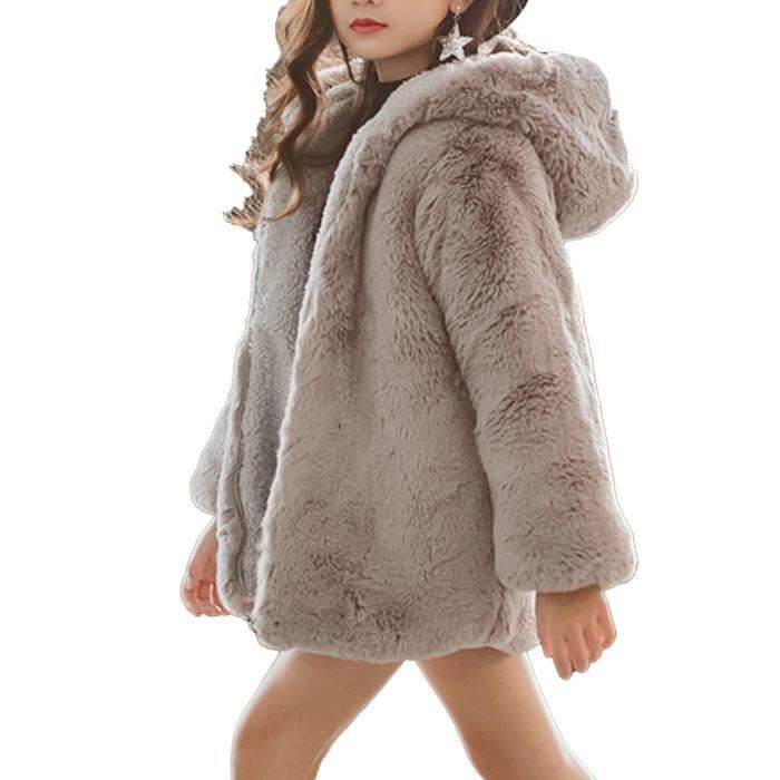 CHICTRY Enfant Fille Manteau Fausse Fourrure Sweat Capuche Zipp