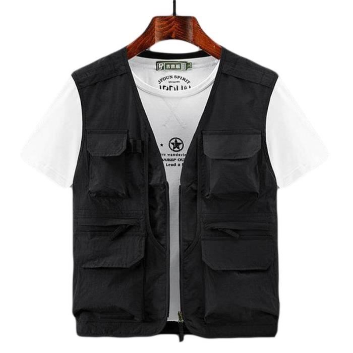 Gilet de P che Homme en Maille Multi Poches Veste Sans Manches
