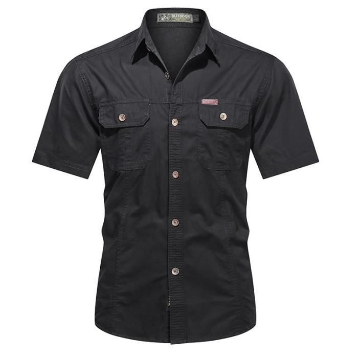 Chemise D'Été Cargo Homme Manches Courtes - Coupe Ample Confortable Avec Poches - Style Safari
