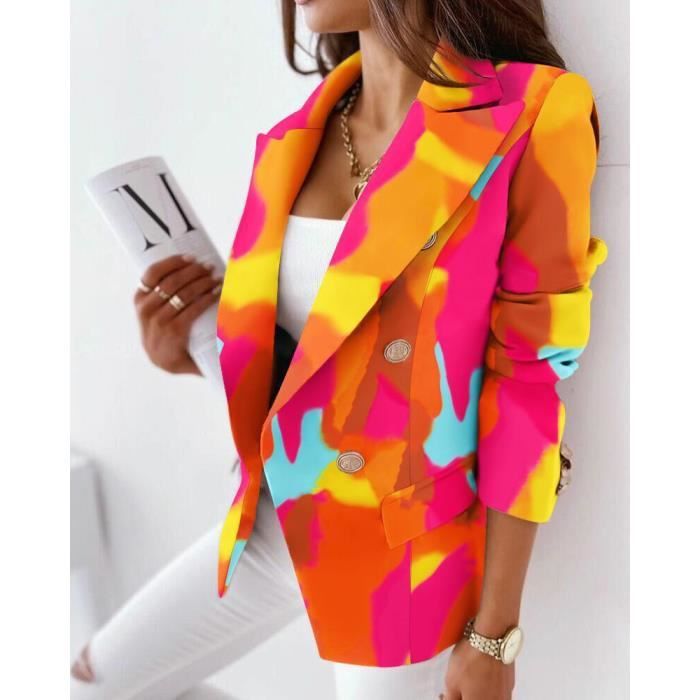 Blazer Femme Élégant à Manches Longues - Coupe Slim Fit - En Polyester - Pour Bureau, Tenue Casual Ou Soirée - Couleur Unie