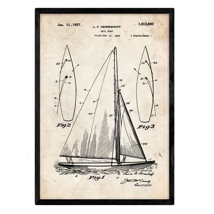 Lot De 4 Affiches Vintage Brevets D'Inventions Anciennes - Décoration Rétro Sur Papier 250g