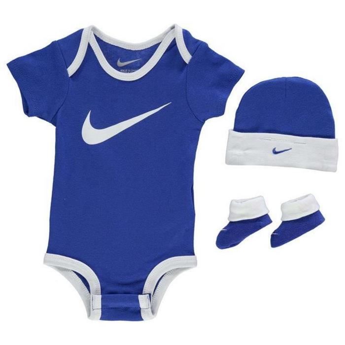 Ensemble v tement Nike B b Body Bonnet et Chaussons bleu et blanc