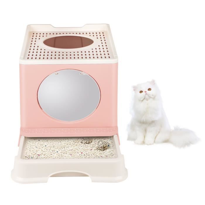Meilleurs prix pour Bac Litiere pour Chat Fermée - HSTURYZ - Plateau Amovible - Rose - Grande Taille