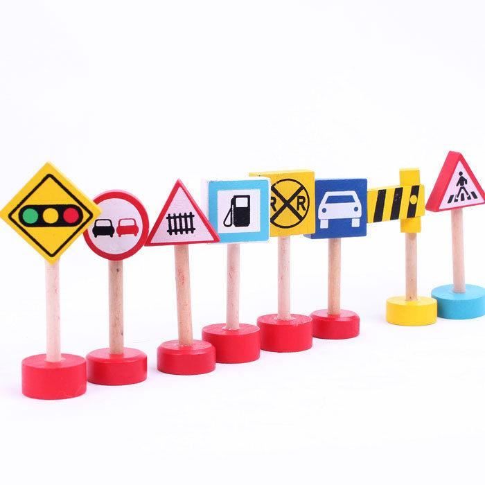 Kesoto 50pcs Panneau de Signalisation en Bois Enfants Jouet Educatif Cadeau 