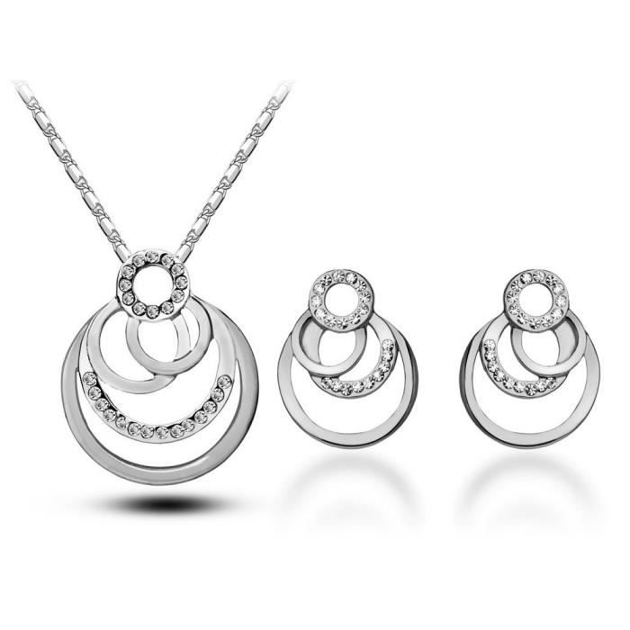 Parure De Bijoux Femme En Acier Titane - Collier, Boucles D'oreilles Et Bracelet Design Arc/nœud - Hypoallergénique - Cadeau Saint-Valentin