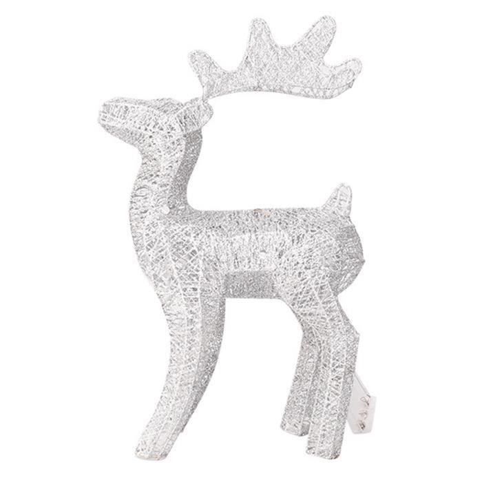 SRV Hub Figurine Renne Noël Pailleté Blanc 17 Cm - Décoration Cerf Debout Scintillant, Ornement Table Sapin Maison Noël Festif