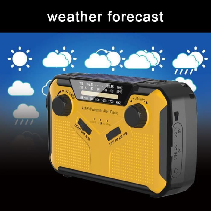 Mini Radio D'Urgence Solaire Portable Multifonction - AM/FM/NOAA, Lampe LED, Chargeur Externe, Manivelle