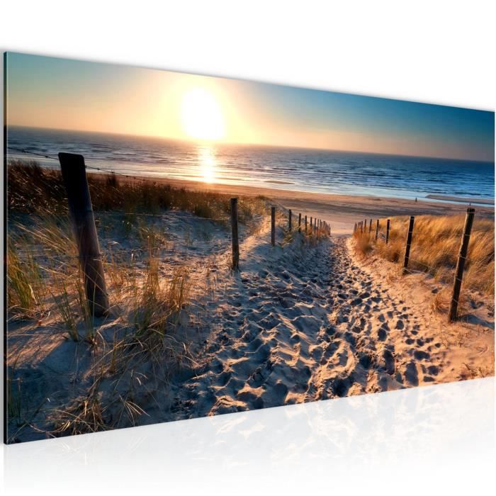 Tableau Verre DEQORI « Coucher De Soleil Sur La Plage » - Peinture Murale Moderne 3D