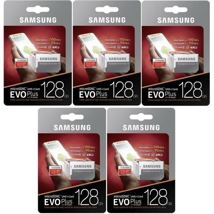 Samsung – Carte mémoire micro SD SDXC EVO Plus MB-MC128HA-EU Classe 10 U3  128 Go 100 Mo-S 4K Ultra HD - Cdiscount Appareil Photo