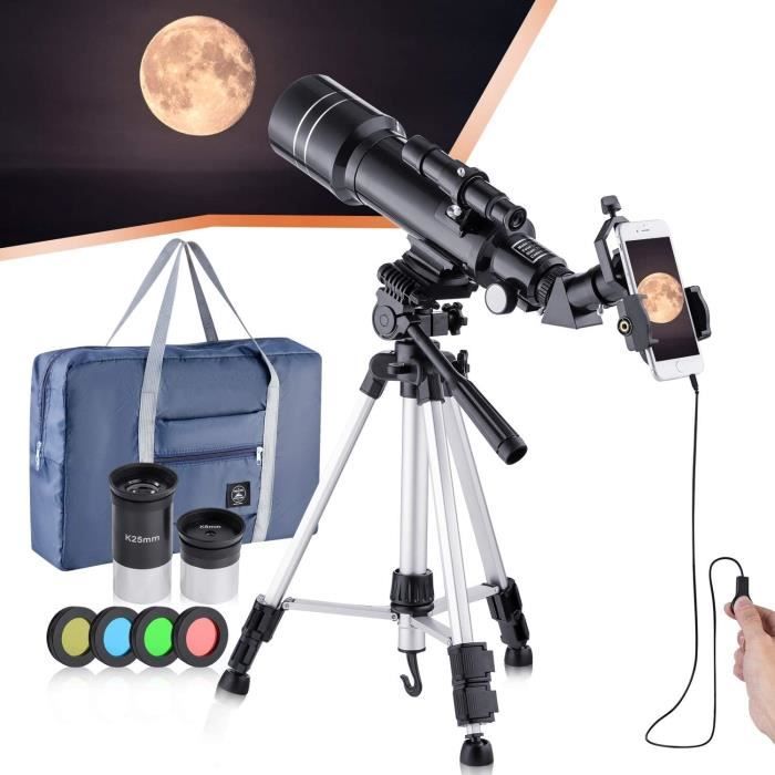 Télescope Astronomique 80 Mm - Pour Débutants Enfants Et Adultes - Avec Adaptateur Téléphone Et Autocollants Espace