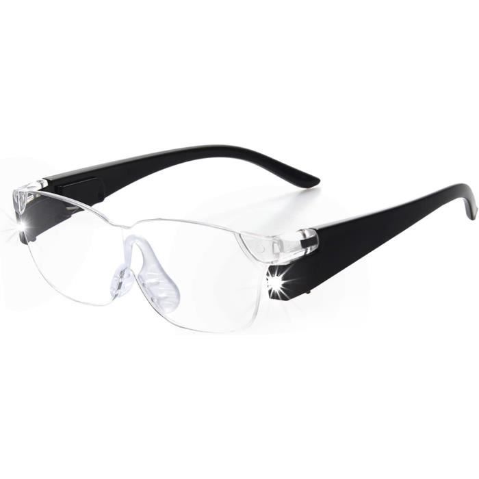 Lunettes Loupe Avec LED 160% – Grossissement Précision, Éclairage Intégré, Léger, Anti-Rayures – Pour Hobby, Couture, Réparation