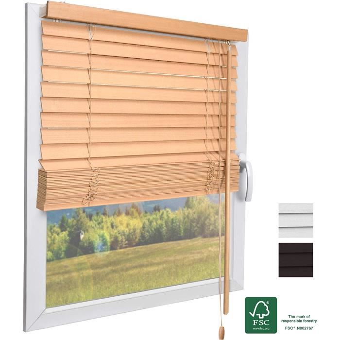 Sol Royal FSC Store vénitien en bois SolDecor JH3 - Aspect Chêne 80x130cm - Lamelles écologiques – Pour Fenêtres et Portes