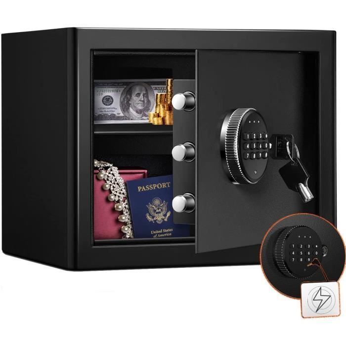 Coffre-fort Électronique 22 Litres - Avec Affichage LED Et Étages Amovibles - Sécurité Renforcée Mot De Passe + Clé - Pour Argent, Documents - 4