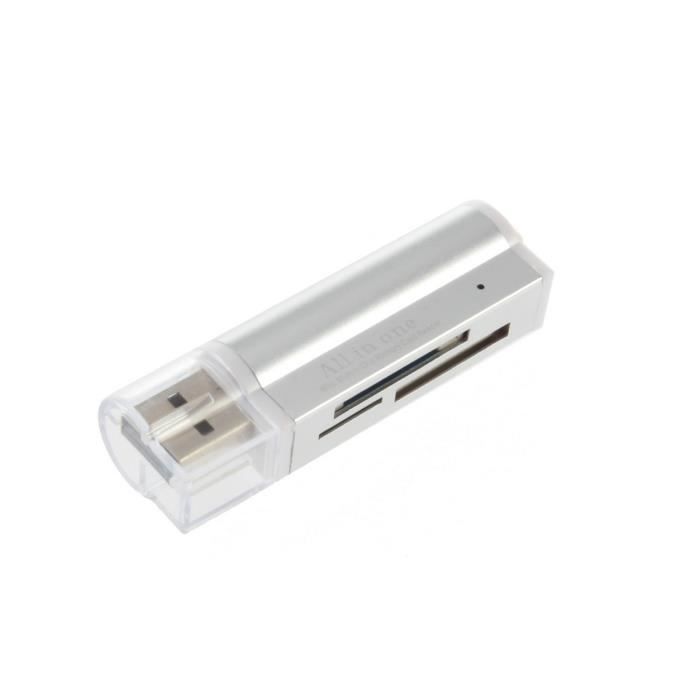Lecteur usb 2.0 multi carte mémoire : Micro SD / TF M2 MMC SDHC MS Duo - Gris