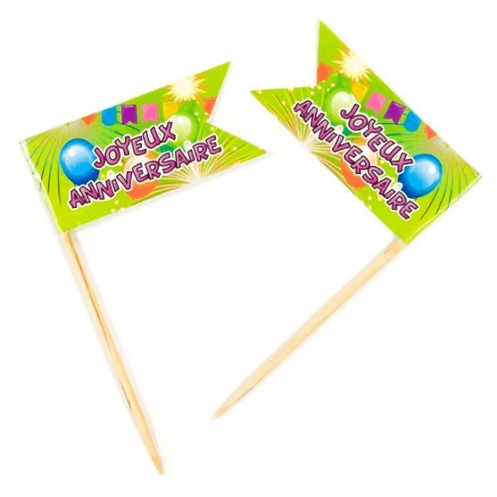 Pique Drapeau Joyeux Anniversaire Multicolore X10 R 1018pp Matiere Carton Et Bois Cdiscount Maison