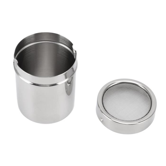 Sucre en poudre, distributeur de sucre en acier inoxydable pour café cannelle avec couvercle(argent Sucre en poudre, distributeur de sucre en acier inoxydable pour café cannelle avec couvercle(argent