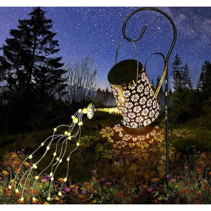 Statue Chat Solaire Avec Arrosoir Lumineux - Décoration De Jardin étanche 22x21x10 Cm