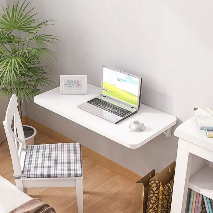 Table Murale Pliante En Bois - 100x60cm - Idéale Pour Petit Espace, Bureau, Salon Ou Balcon - Design Simple Et élégant