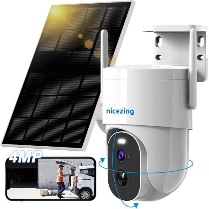 Camera Solaire Exterieur Wifi Sans Fil, 5W Panneau Solaire, 2K Caméra