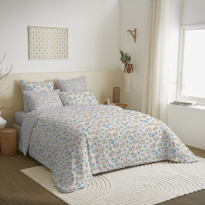 Pack complet housse de couette réversible pour lit 160 x 200 cm Tanya cyan Pack complet housse de couette réversible pour lit 160 x 200 cm Tanya cyan