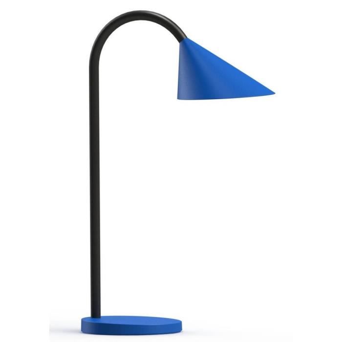 lampe de bureau led sol, métal et élastomère, bleu