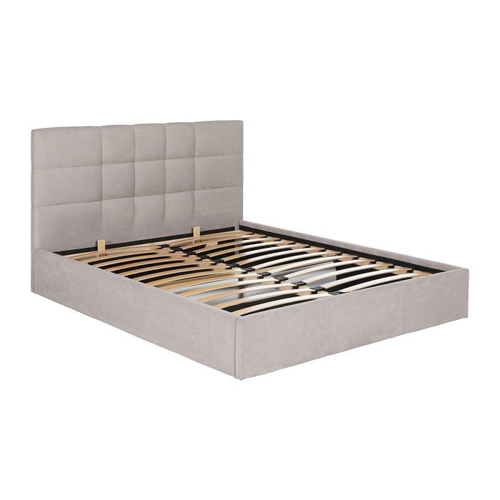 Lit coffre 140 x 190 cm - Tissu - Beige - ELIAVA