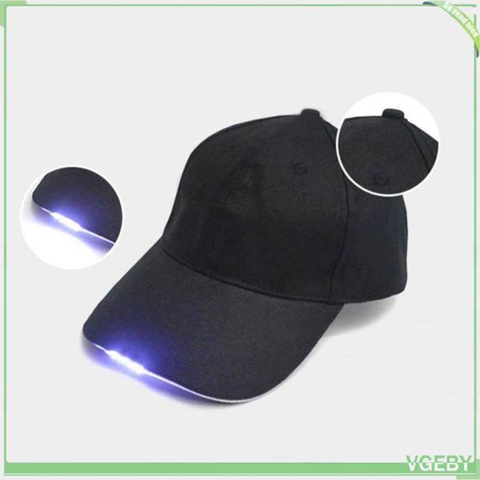Chapeau LED - V GEBY - Casquette de baseball - 5 lumières - Interrupteur facile - Compartiment à piles
