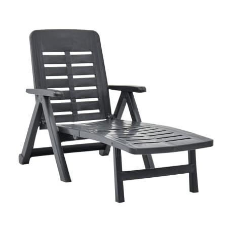 chaise longue pliable - vidaxl - plastique anthracite - résistant aux intempéries - contemporain - pour jardin