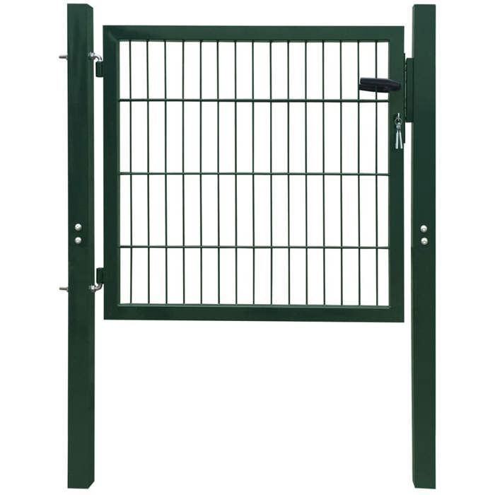 vidaXL Portillon 100x100 cm Acier Vert Portail Porte de Clôture de Jardin 142028