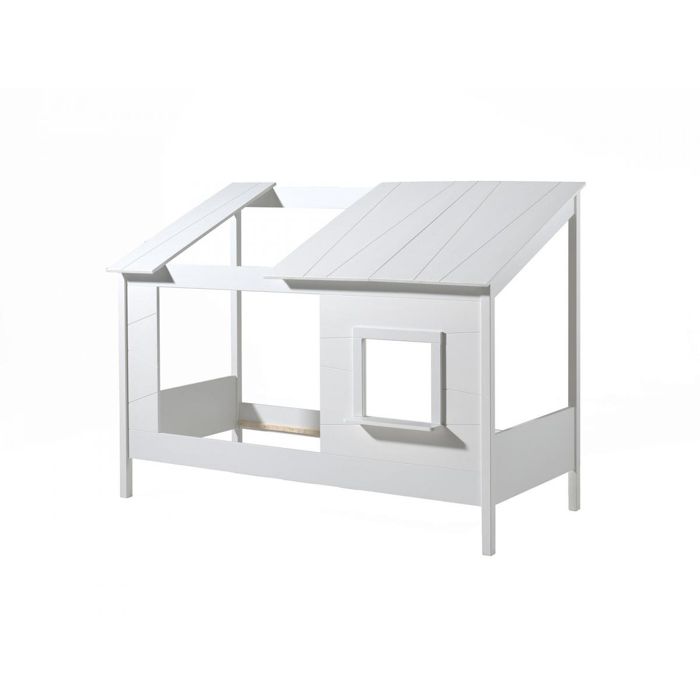 LIO Lit cabane 90x200cm + Set de rideaux blancs