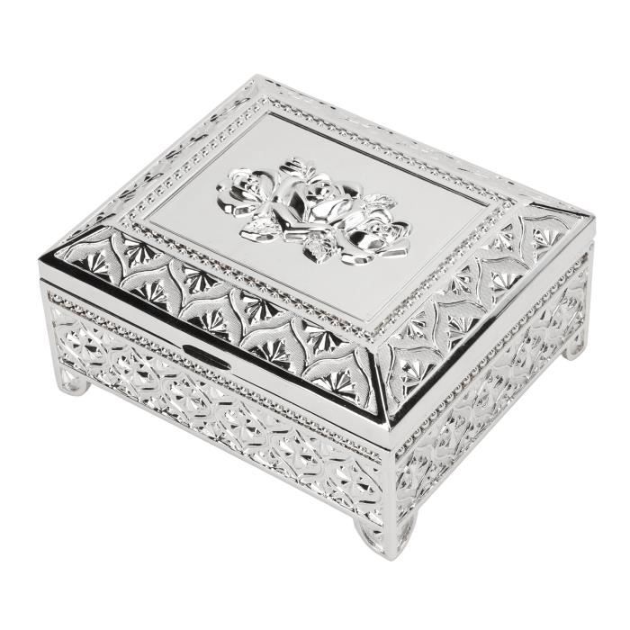 Boîte à Bijoux Ancienne En Bois - Forme Ronde Avec Motif Rose - Vintage