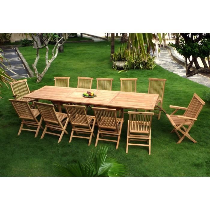 Salon En Teck Pour Le Jardin Table Rectangle Grande Taille 3