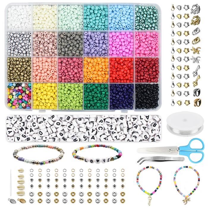 SHJOEE 72 grilles Perles de Rocaille Set Perles Alphabet Bracelet Perles 2mm  3mm 4mm la décoration de bricolage Mini Perles de Verre pour Adulte&Enfant  DIY et Art d'Bijoutier : : Cuisine et
