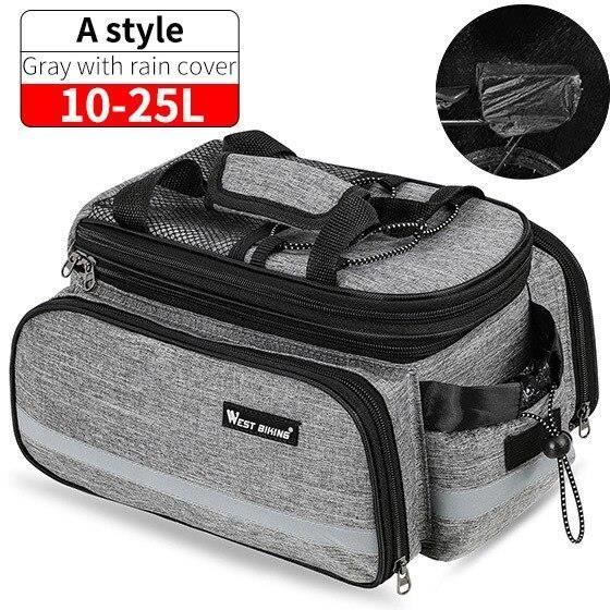 AFISHTOUR Sacoche de vélo étanche – 25 L – Sac de Selle pour Porte-Bagages arrière – Sac de vélo pour Courses, Ordinateur Portable (Jaune