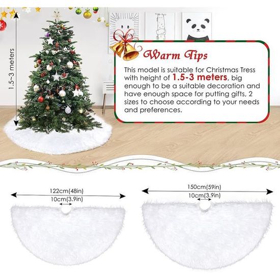 Jupe Sapin De Noel 150 Cm Tapis Pour Sapin Jupe Sapin Noël BNGXR - Fausse Fourrure Blanche 122cm Jupe De Sapin Blanc Tapis Pied De Sapin