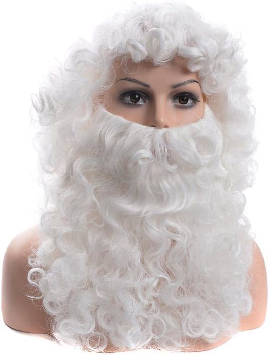 Costume Père Noël - Perruque, Barbe, Bonnet, Lunettes - Set Complet Pour Déguisement Et Décoration Noël