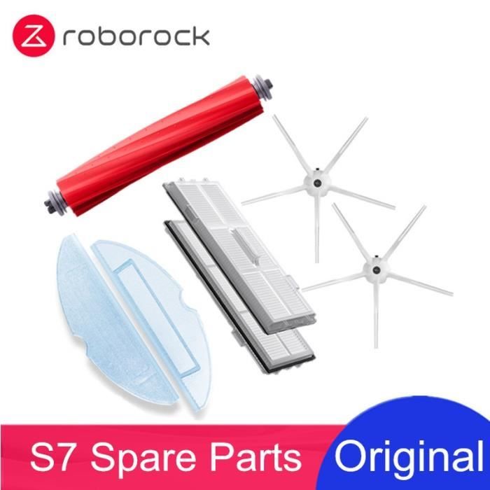 S7 Pack 1 Blanc - Accessoire d'origine Roborock S7 de filtre lavable brosse  principale en caoutchouc détachab
