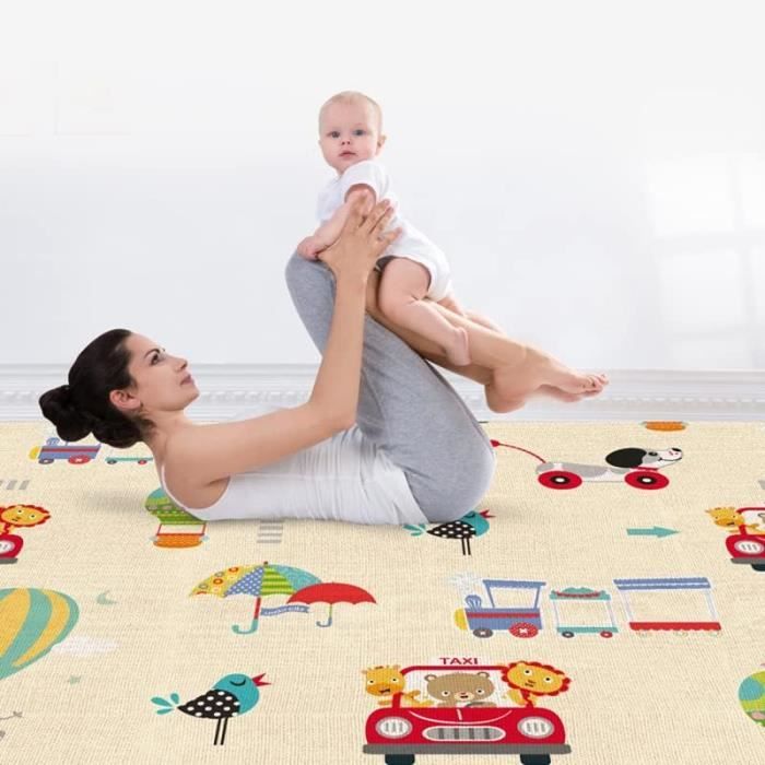 Tapis D'Éveil Bébé HuBorns 180x200cm - Pliable Et Réversible